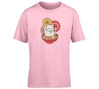 Hippowarehouse Japanese Style The Lucky Cat Maneki-Neko Kids Children's Short Sleeve t-Shirt