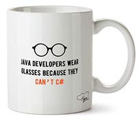 Hippowarehouse Java Developers wear Glasses Because They Can't C# Programmer Printed Mug Cup Ceramic 10oz