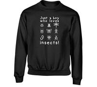 Hippowarehouse just a boy who Loves Bugs Kids Children's Unisex Jumper Sweatshirt Pullover Black