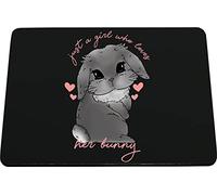 Hippowarehouse Just a girl who loves her rabbit bunny mini lop - Grey printed mouse mat pad accessory black rubber base 240mm x 190mm x 60mm