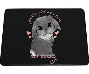 Hippowarehouse Just a girl who loves her rabbit bunny mini lop - Grey printed mouse mat pad accessory black rubber base 240mm x 190mm x 60mm