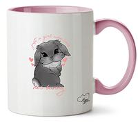 Hippowarehouse Just a Girl who Loves her Rabbit Bunny Mini lop - Grey Printed Mug Various Colour Options Ceramic Cup Kitchenware 11oz