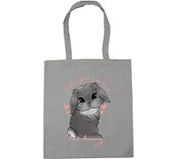 Hippowarehouse Just a girl who loves her rabbit bunny mini lop - Grey Tote Shopping Gym Beach Bag 42cm x38cm, 10 litres
