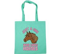 Hippowarehouse Just a girl who loves horses Tote Shopping Gym Beach Bag 42cm x38cm, 10 litres