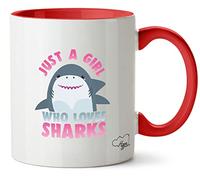Hippowarehouse Just a Girl who Loves Sharks Printed Mug Various Colour Options Ceramic Cup Kitchenware 11oz