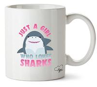 Hippowarehouse Just a Girl who Loves Sharks Printed Mug Various Colour Options Ceramic Cup Kitchenware 10oz