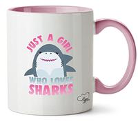 Hippowarehouse Just a Girl who Loves Sharks Printed Mug Various Colour Options Ceramic Cup Kitchenware 11oz