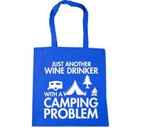 Hippowarehouse Just another wine drinker with a camping problem Tote Shopping Gym Beach Bag 42cm x38cm, 10 litres