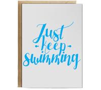 Hippowarehouse Just keep swimming Birthday Card A5 Personalised with envelope for him for her Funny Cards for Men and Women Blank inside option