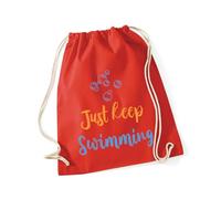 Hippowarehouse Just keep swimming Drawstring Cotton School Gym Bag 37cm x 46cm, 12 litres