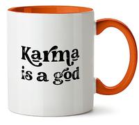 Hippowarehouse Karma is a god Printed Mug Various Colour Options Ceramic Cup Kitchenware 11oz