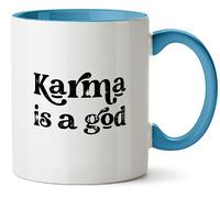 Hippowarehouse Karma is a god Printed Mug Various Colour Options Ceramic Cup Kitchenware 11oz