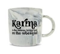Hippowarehouse Karma is The Breeze in My Hair on The Weekend Printed Mug Various Colour Options Ceramic Cup Kitchenware 11oz