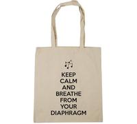 Hippowarehouse Keep calm and breathe from your diaphragm Tote Shopping Gym Beach Bag 42cm x38cm, 10 litres