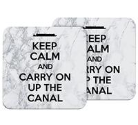 Hippowarehouse Keep Calm and Carry On Up the Canal pack of 2 coasters gloss finish durable backing 9cm x 9cm