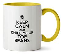 Hippowarehouse Keep Calm and Chill Your Toes Beans - Cat Kitten Printed Mug Various Colour Options Ceramic Cup Kitchenware 11oz