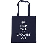 Hippowarehouse Keep Calm and Crochet On Tote Shopping Gym Beach Bag 42cm x38cm, 10 litres