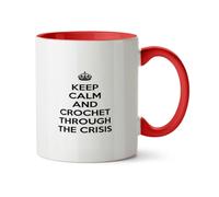 Hippowarehouse Keep Calm and Crochet Through The Crisis Printed Mug Various Colour Options Ceramic Cup Kitchenware 11oz