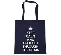 Hippowarehouse keep calm and crochet through the crisis Tote Shopping Gym Beach Bag 42cm x38cm, 10 litres