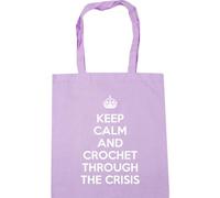 Hippowarehouse keep calm and crochet through the crisis Tote Shopping Gym Beach Bag 42cm x38cm, 10 litres