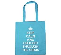 Hippowarehouse keep calm and crochet through the crisis Tote Shopping Gym Beach Bag 42cm x38cm, 10 litres
