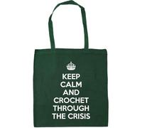 Hippowarehouse keep calm and crochet through the crisis Tote Shopping Gym Beach Bag 42cm x38cm, 10 litres