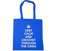 Hippowarehouse keep calm and crochet through the crisis Tote Shopping Gym Beach Bag 42cm x38cm, 10 litres