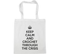 Hippowarehouse keep calm and crochet through the crisis Tote Shopping Gym Beach Bag 42cm x38cm, 10 litres