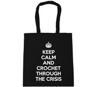 Hippowarehouse keep calm and crochet through the crisis Tote Shopping Gym Beach Bag 42cm x38cm, 10 litres