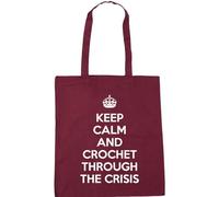 Hippowarehouse keep calm and crochet through the crisis Tote Shopping Gym Beach Bag 42cm x38cm, 10 litres