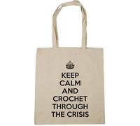 Hippowarehouse keep calm and crochet through the crisis Tote Shopping Gym Beach Bag 42cm x38cm, 10 litres