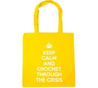 Hippowarehouse keep calm and crochet through the crisis Tote Shopping Gym Beach Bag 42cm x38cm, 10 litres
