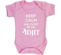 Hippowarehouse Keep Calm and Don't Be an Idjit Baby Vest Bodysuit (Short Sleeve) Boys Girls Light Pink