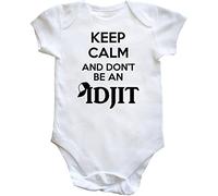 Hippowarehouse Keep Calm and Don't Be an Idjit Baby Vest Bodysuit (Short Sleeve) Boys Girls White