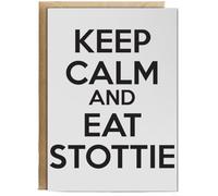 Hippowarehouse Keep calm and eat stottie Personalised Card A6 with envelope for him for her Funny Cards for Men and Women Blank inside option