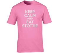 Hippowarehouse Keep Calm and eat stottie Unisex Short Sleeve t-Shirt (Specific Size Guide in Description) Pink