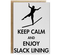Hippowarehouse Keep calm and enjoy slack lining Birthday Card A5 Personalised with envelope for him for her Funny Cards for Men and Women Blank inside option