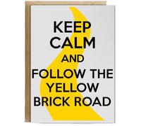 Hippowarehouse Keep Calm and Follow the Yellow Brick Road Birthday Card A5 Personalised with envelope for him for her Funny Cards for Men and Women Blank inside option