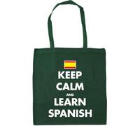 Hippowarehouse Keep calm and learn Spanish Tote Shopping Gym Beach Bag 42cm x38cm, 10 litres