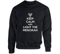 Hippowarehouse Keep Calm and Light The Menorah - Hanukkah Unisex Jumper Sweatshirt Pullover (Specific Size Guide in Description) Black