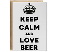 Hippowarehouse Keep Calm and Love Beer Birthday Card A5 Personalised with envelope for him for her Funny Cards for Men and Women Blank inside option