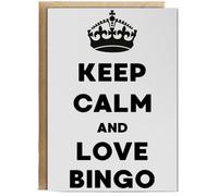 Hippowarehouse Keep Calm and Love Bingo Birthday Card A5 Personalised with envelope for him for her Funny Cards for Men and Women Blank inside option