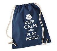 Hippowarehouse Keep Calm And Play Boule Drawstring Cotton School Gym Bag 37cm x 46cm, 12 litres