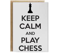 Hippowarehouse Keep Calm and Play Chess Birthday Card A5 Personalised with envelope for him for her Funny Cards for Men and Women Blank inside option