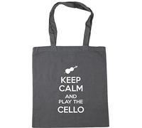 Hippowarehouse Keep Calm and Play the Cello Tote Shopping Gym Beach Bag 42cm x38cm, 10 litres