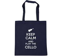 Hippowarehouse Keep Calm and Play the Cello Tote Shopping Gym Beach Bag 42cm x38cm, 10 litres