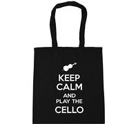 Hippowarehouse Keep Calm and Play the Cello Tote Shopping Gym Beach Bag 42cm x38cm, 10 litres
