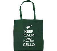 Hippowarehouse Keep Calm and Play the Cello Tote Shopping Gym Beach Bag 42cm x38cm, 10 litres