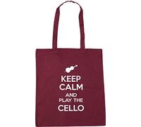 Hippowarehouse Keep Calm and Play the Cello Tote Shopping Gym Beach Bag 42cm x38cm, 10 litres