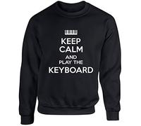 Hippowarehouse Keep Calm and Play the Keyboard unisex jumper sweatshirt pullover (Specific size guide in description) Black